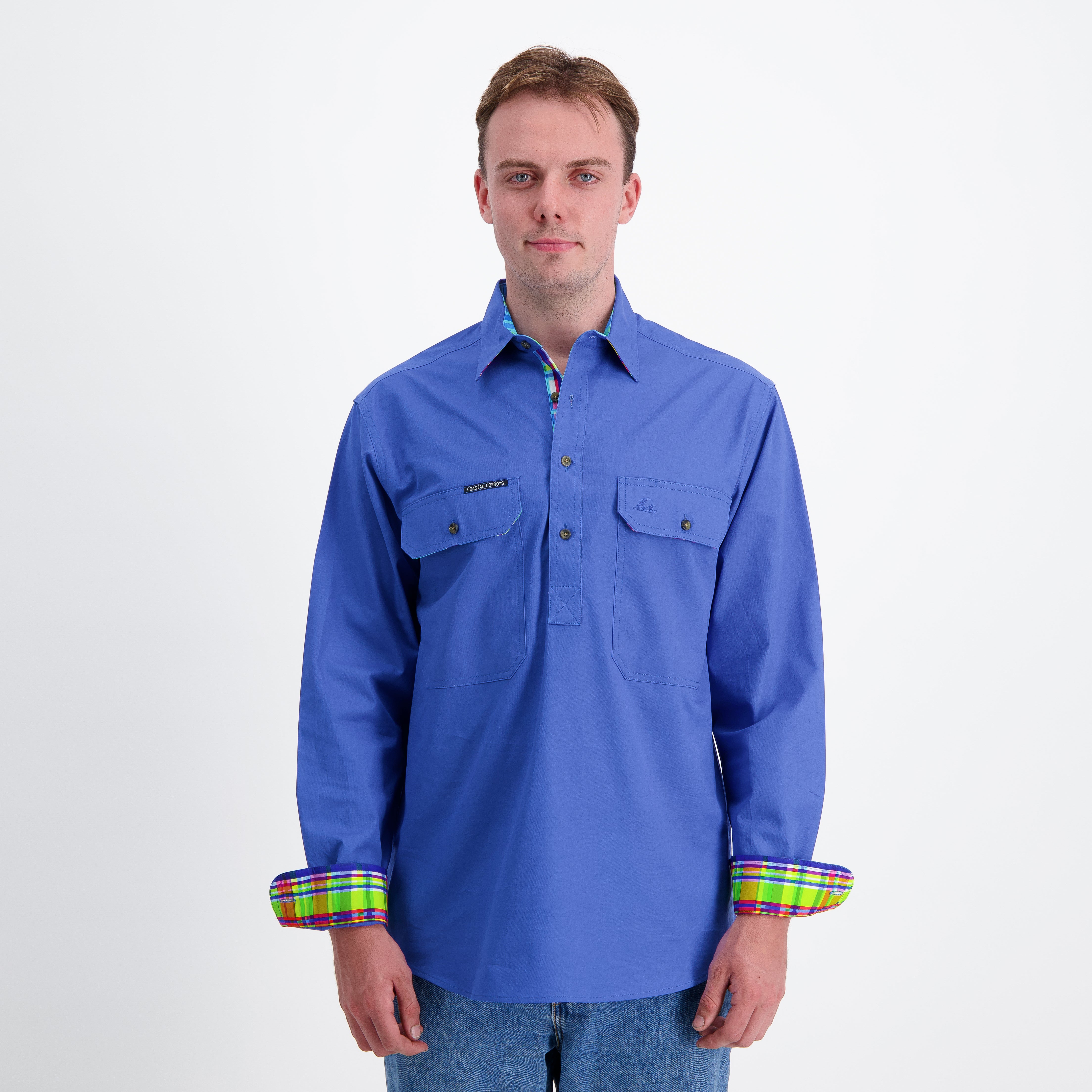 Fiesta Mens Half Button Workshirt