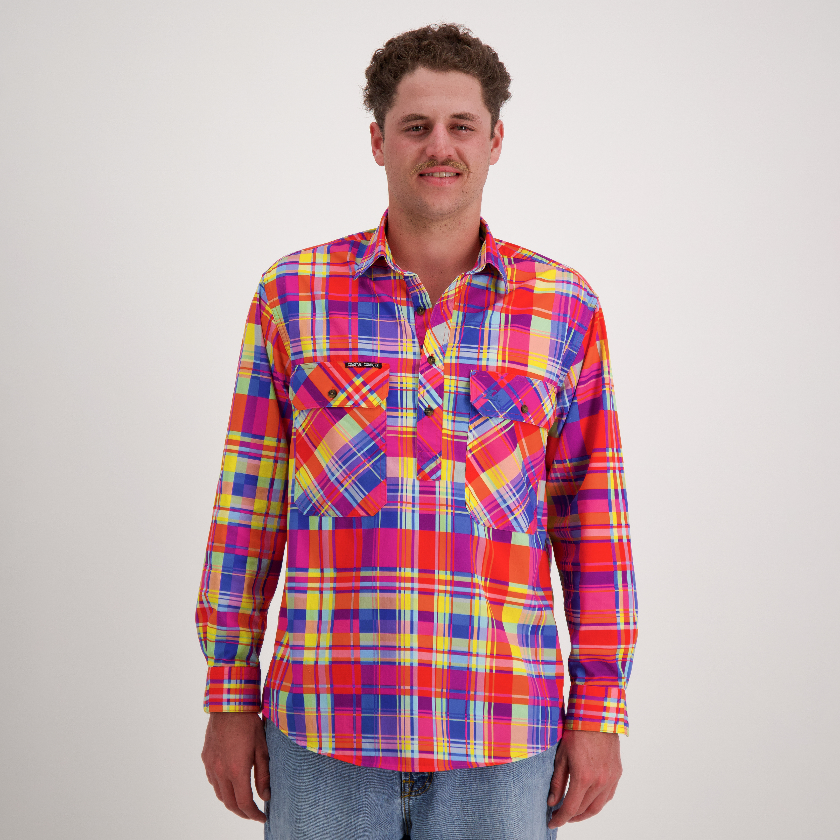 Checkmate Mens Half Button Workshirt