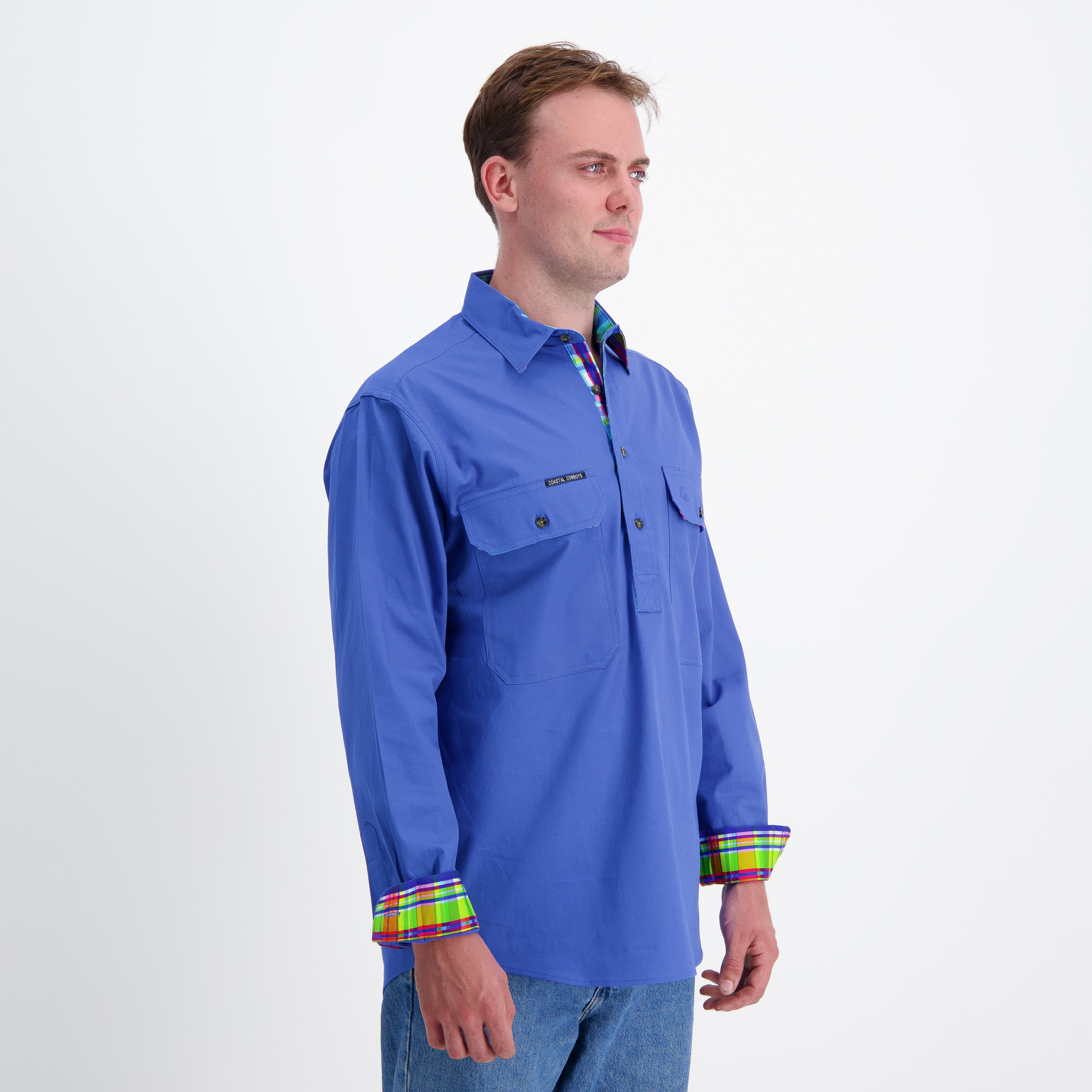 Fiesta Mens Half Button Workshirt