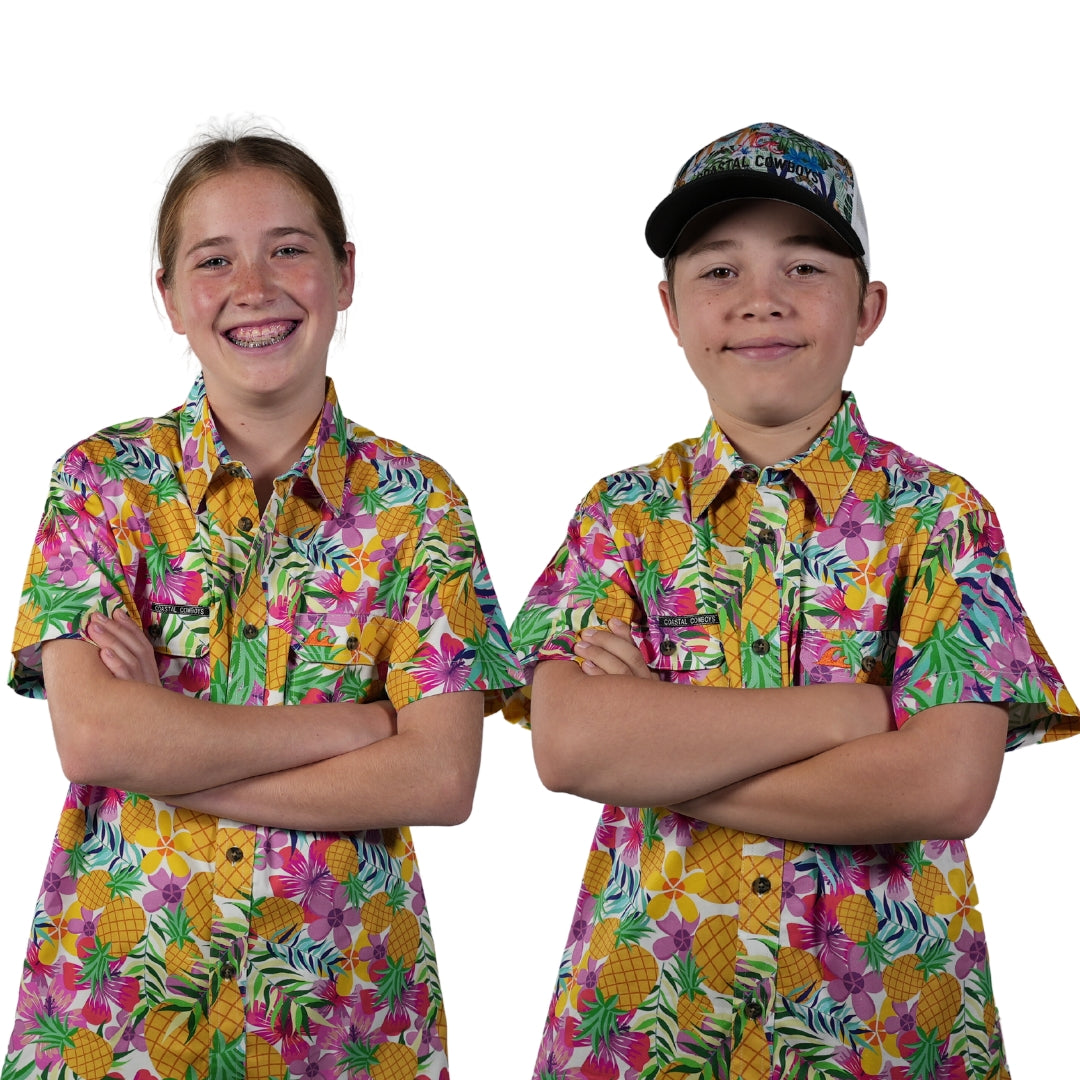 Kids Printed Work Shirts | Pineapple Print Shirts | Coastal Cowboys