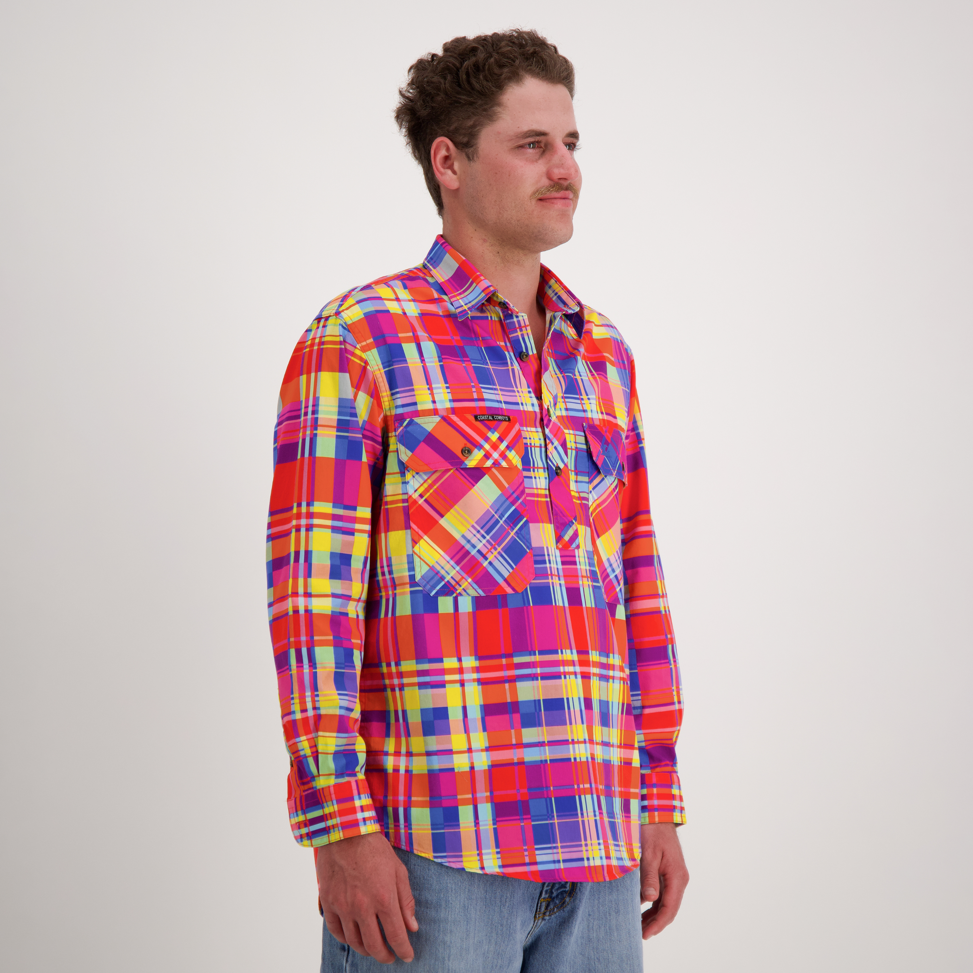 Checkmate Mens Half Button Workshirt