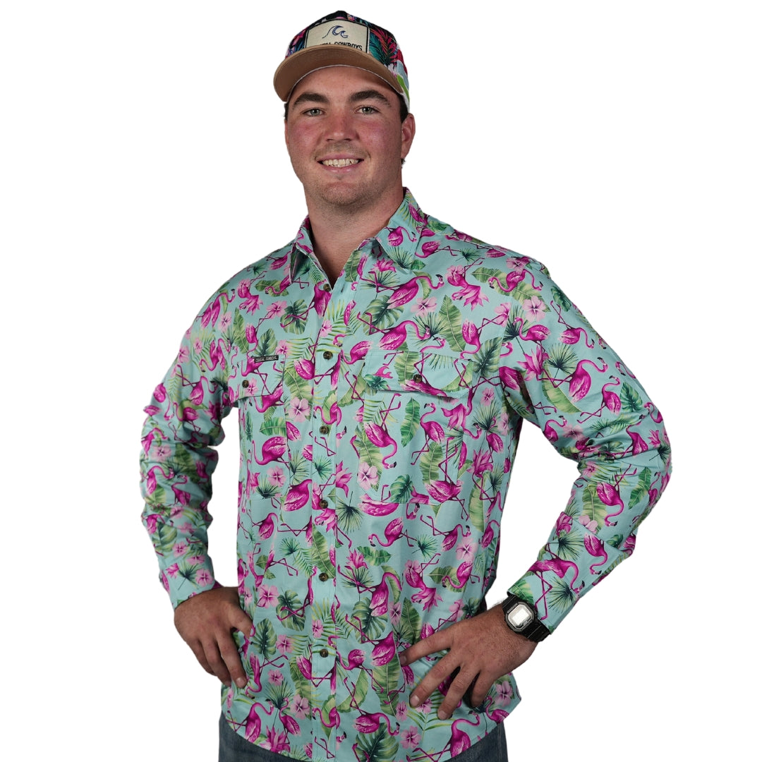 Men's Flamingo Workshirt | Men's Button up Shirt | Coastal Cowboys