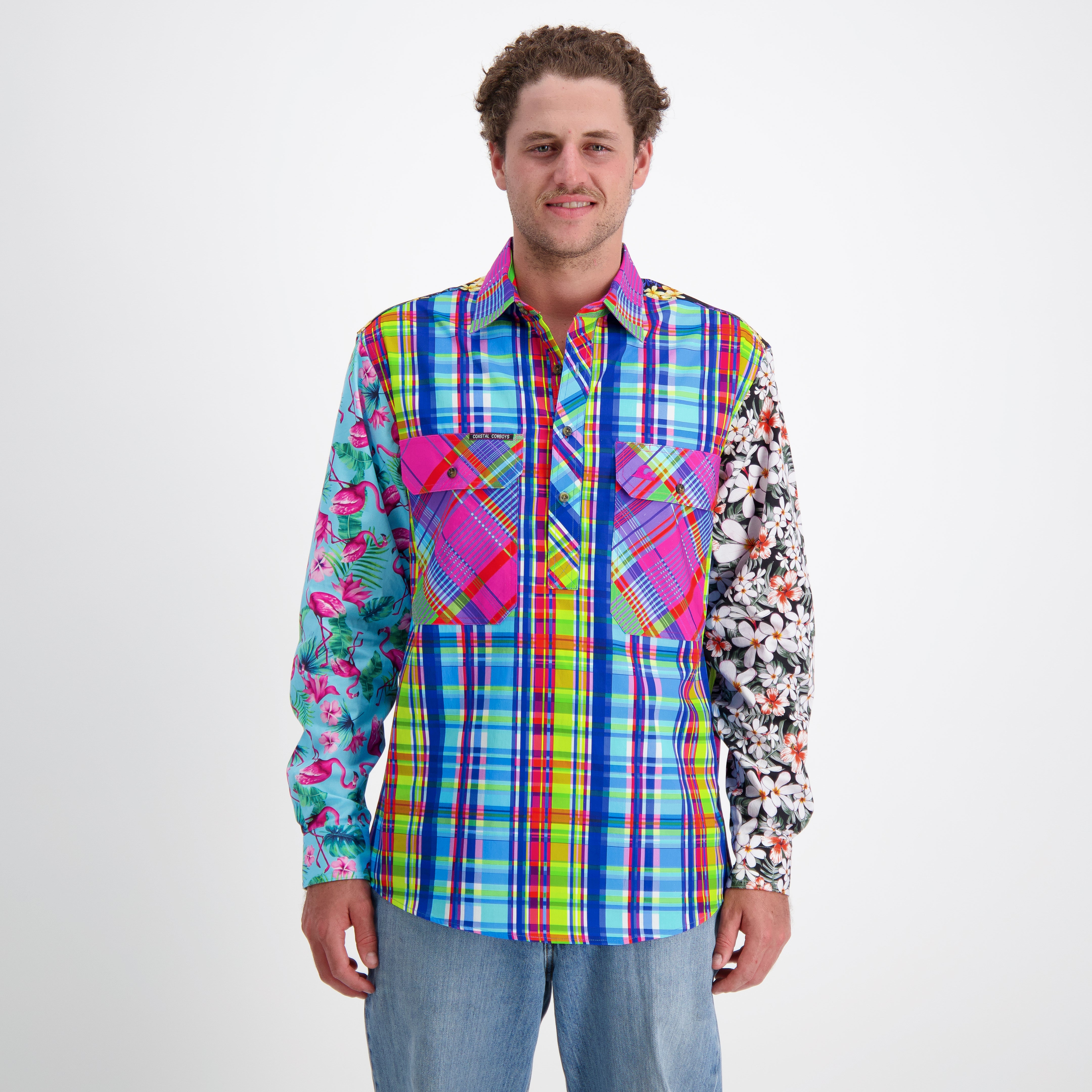 Jungle Mens Half Button Workshirt