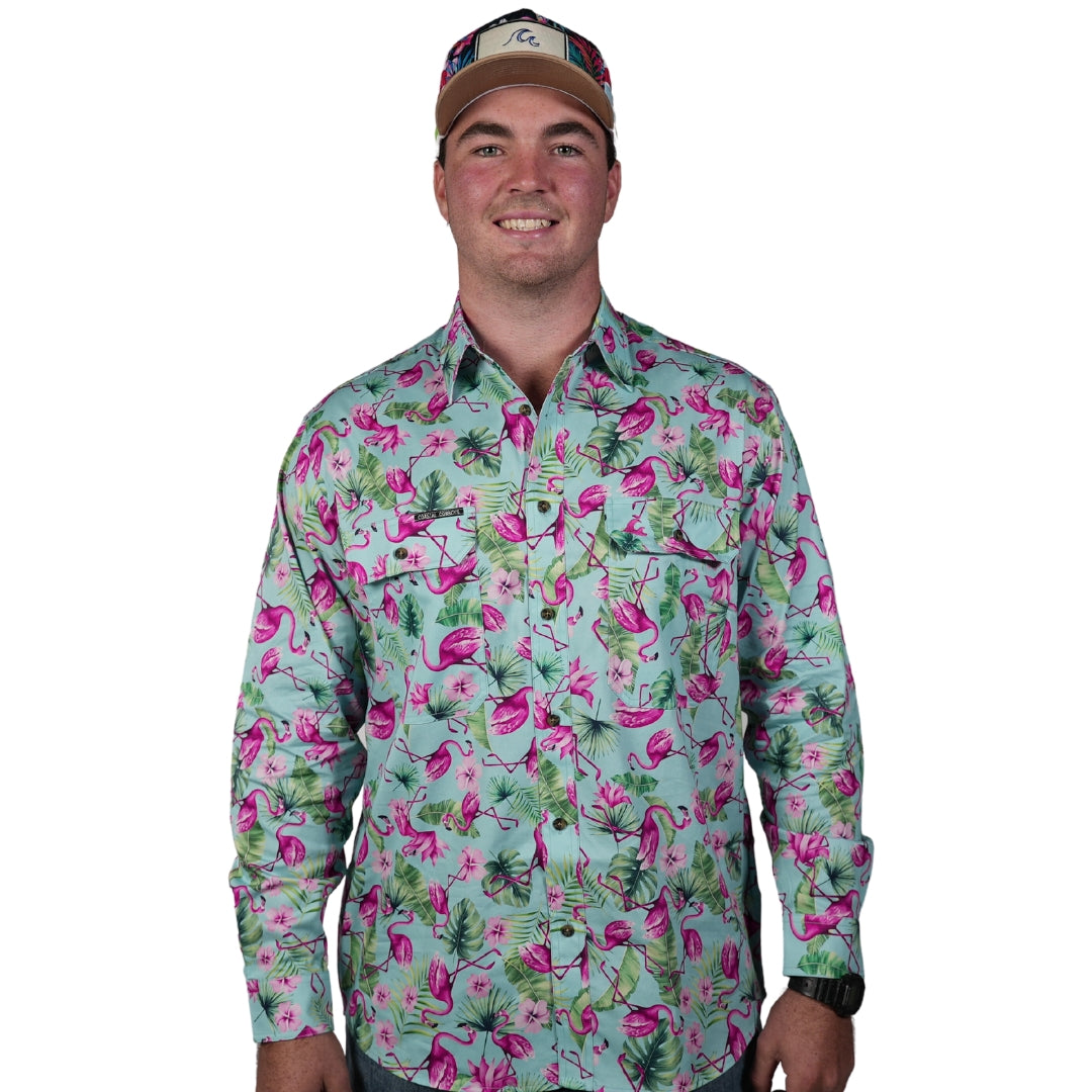 Men's Flamingo Workshirt | Men's Button up Shirt | Coastal Cowboys