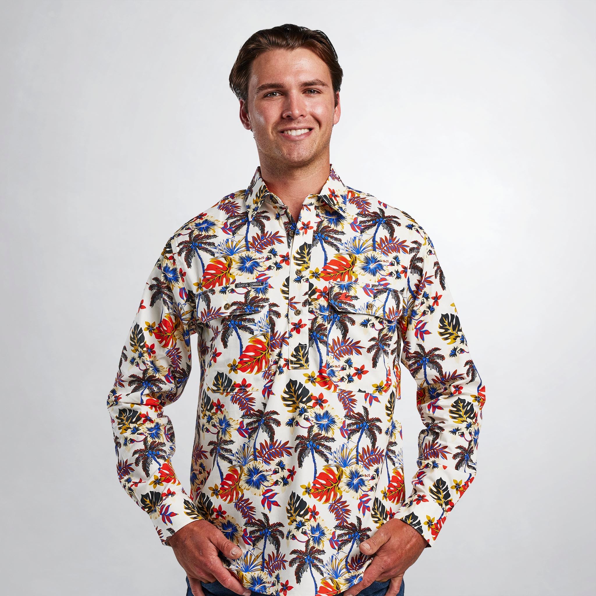 Men's Printed Work Shirts | Half Button Work Shirt | Coastal Cowboys