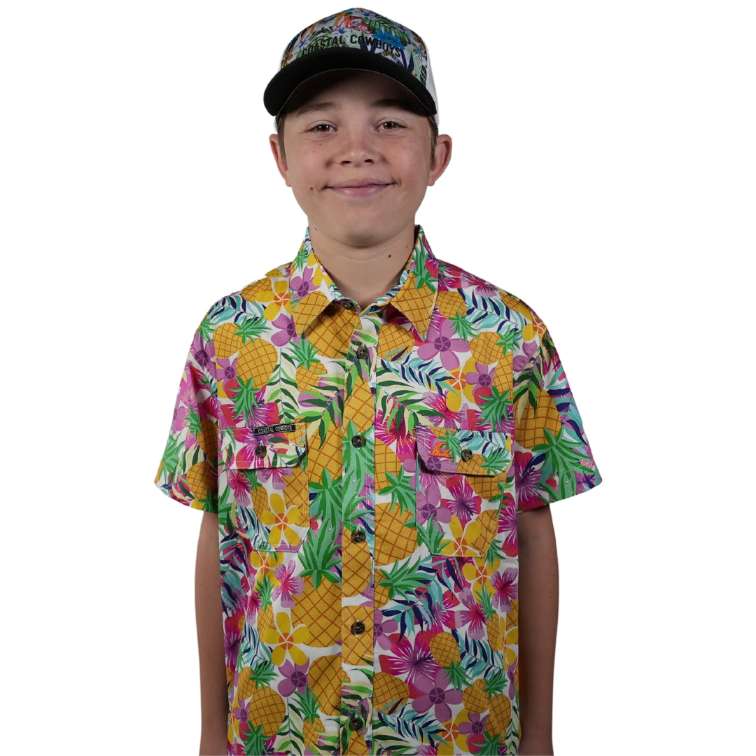 Kids Printed Work Shirts | Pineapple Print Shirts | Coastal Cowboys