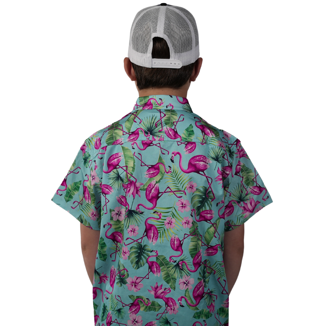 Kids Flamingo Workshirt | Short Sleeve Workshirt | Coastal Cowboys